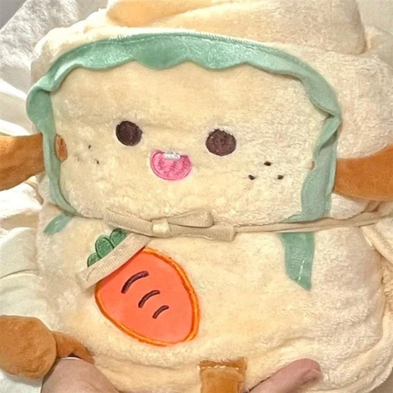 卡通吐司毛绒卷毯办公室午睡面包法兰绒小毯子空调V单人可收纳毯