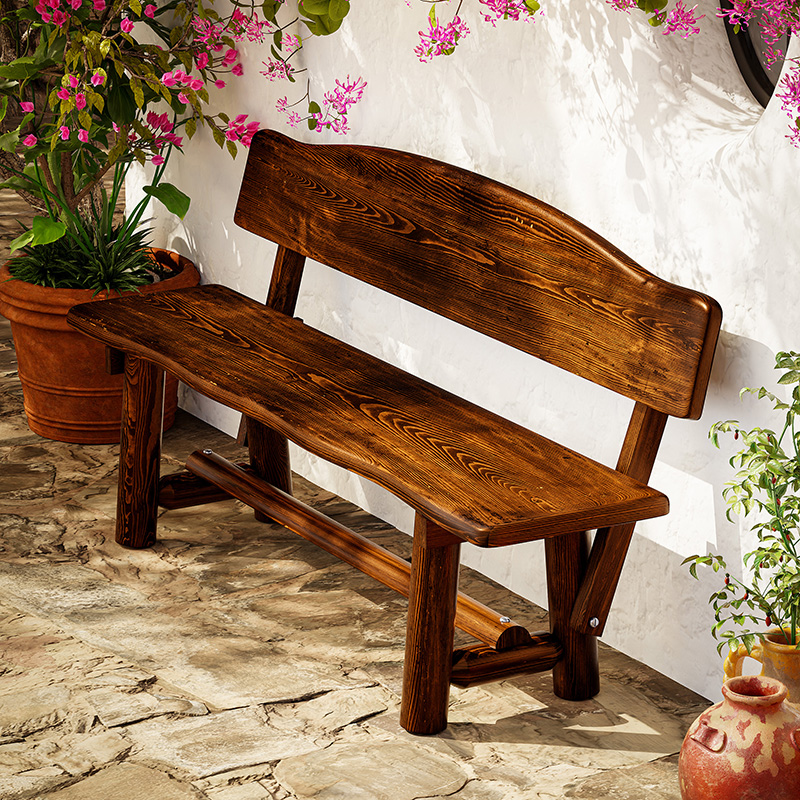 公园椅户外长椅h庭院露天防腐木靠背椅子实木长条座椅凳子双人座