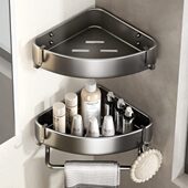 化妆室三角壁挂式 置物架免打孔浴室厕所洗手间洗漱台洗澡墙上收纳