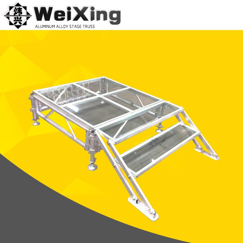 婚庆活动演出舞台架T台钢化镜面透明玻璃拼装升降铝合金舞台