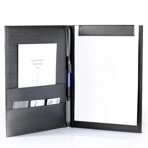 皮质办公用品会议夹写字垫 简约皮革酒店服务L指南 可定做公司log