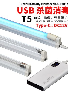 usb杀菌灯消毒灯254nm有臭氧无臭氧石英硼微型迷你uvc紫外线灯