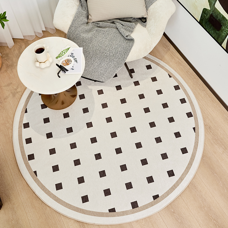 CCFARTS自由古巴 圆形奶油风可机洗水洗地毯客厅无胶地垫可拆洗