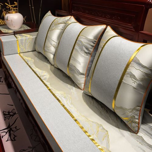 新中式红木沙发坐垫实木家具罗汉床垫五件套加厚防滑乳胶垫子套罩