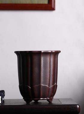 紫古tb-63861砂花盆兰花盆莲花盆景盆宜具兴中国古风典家文人盆形