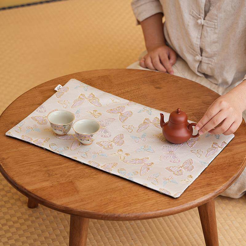 提花布艺干家泡桌茶席加隔热防烫厚旗86030茶壶盖碗茶垫茶道配件