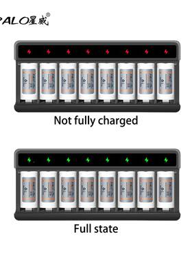 八槽CR12锂电池电346池充电器充3满红转绿可充A18节6340/16350电