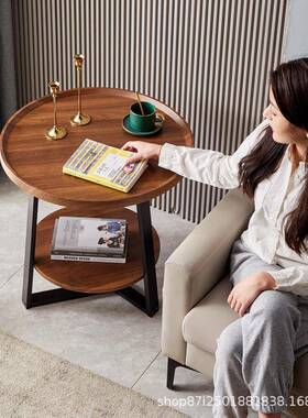 严客选工厂小户型茶几简约现代厅家用双层边几民宿80418酒店发小