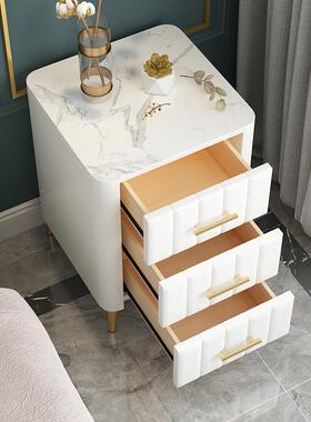 北欧轻奢大67993室理石头柜网红ins风床绒布带抽屉床头桌卧收纳储