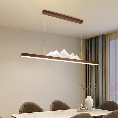 新中餐厅吊灯国27640风一字护长中条禅意山峰实木茶室吧台式茶台