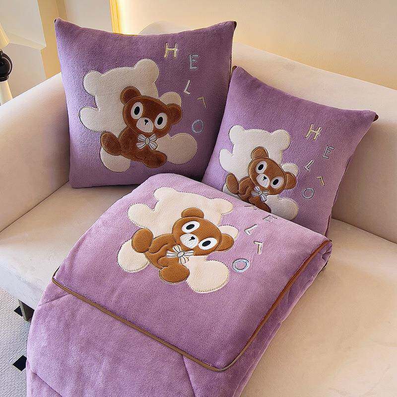 冬牛奶绒抱枕被子季两用20240809被加厚多功能二合一折叠汽车载发