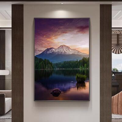 装日壁照金山玄关饰画级客厅背景墙落BEP地画高感梅里雪山办公室