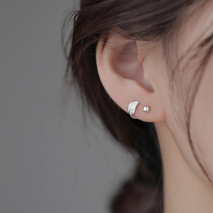 树叶螺旋螺丝耳钉女小众设计耳环高级感气质大气养耳饰品2026年