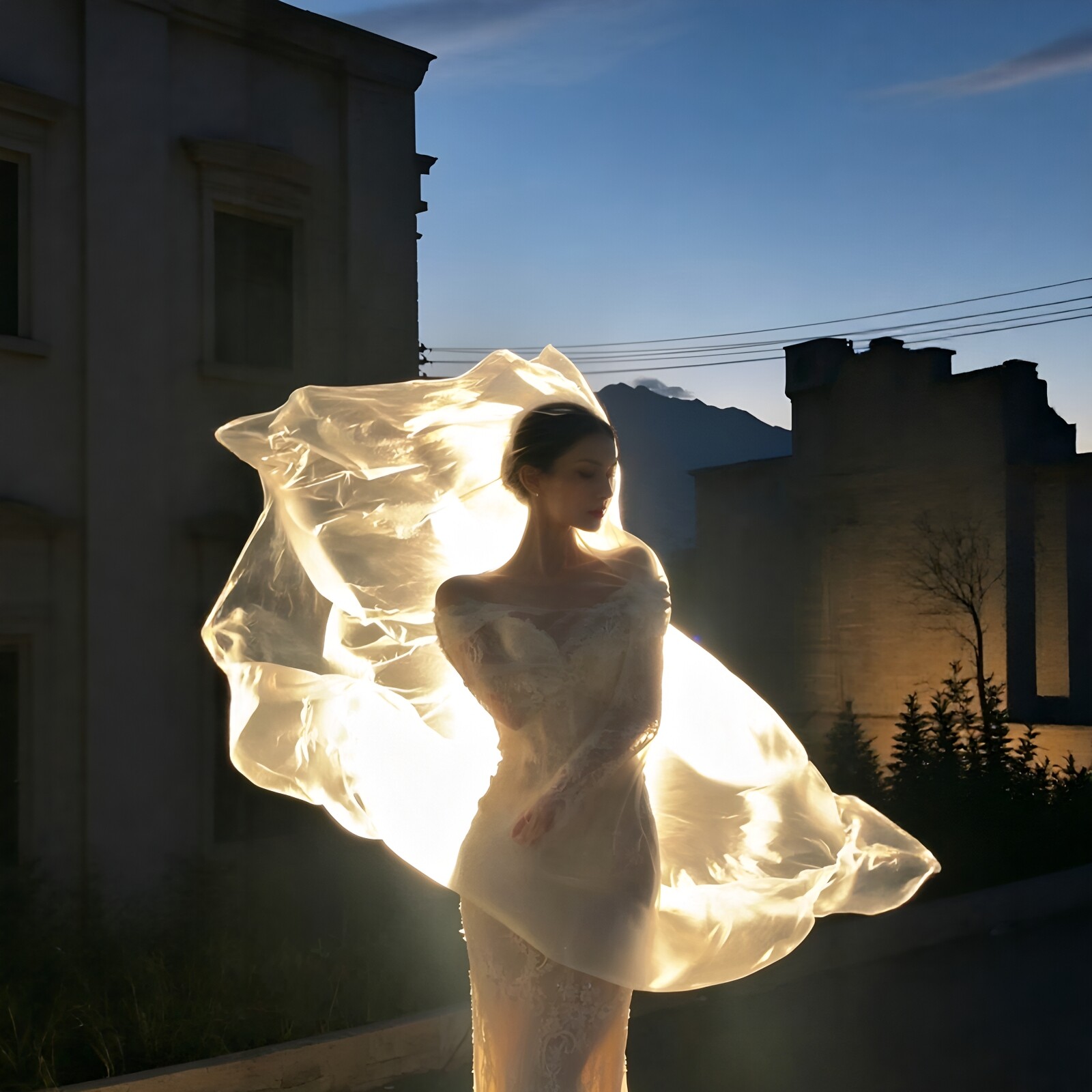 婚纱照塑料膜拍照个人婚纱照写真背景布户外摄影出片氛围拍照道具