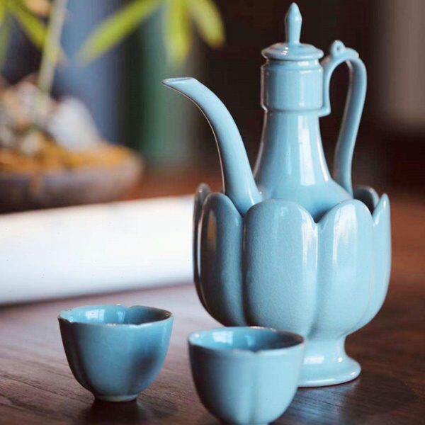 宋器 绍兴黄酒 温酒壶套装 龙泉青瓷 酒具套装 酒杯酒器 一壶两杯