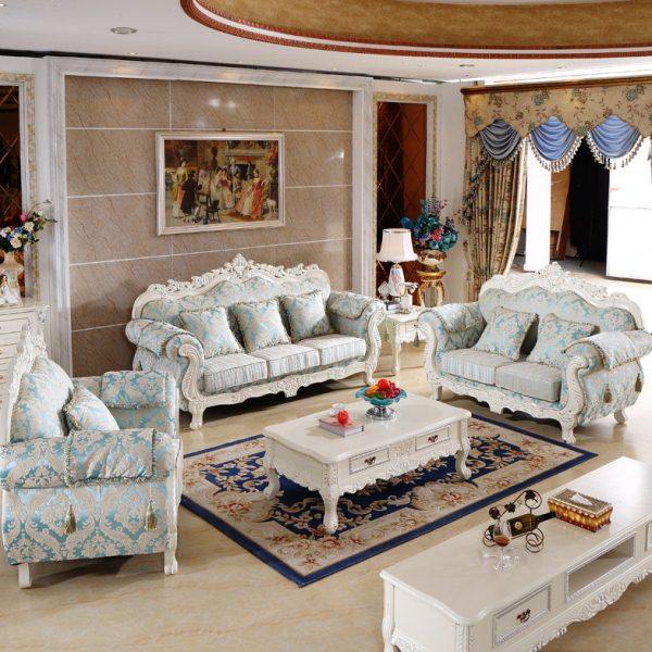 欧式布艺沙发组合客厅整装实木家具大小户型双人三人沙发可拆洗