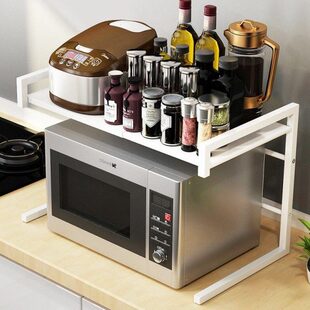厨房置物架落地式台面多层可伸缩微波炉架放锅烤箱电饭煲收纳架子