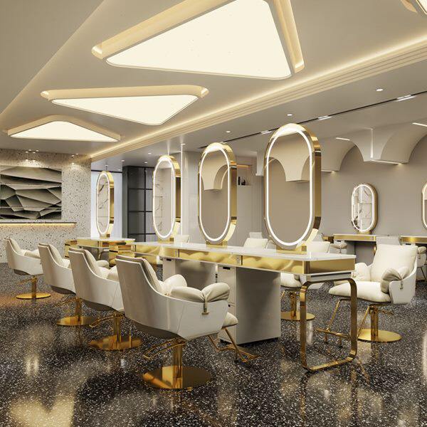 新款网红美发店镜台不锈钢理石台面烫染桌化妆镜发廊专用理发镜台