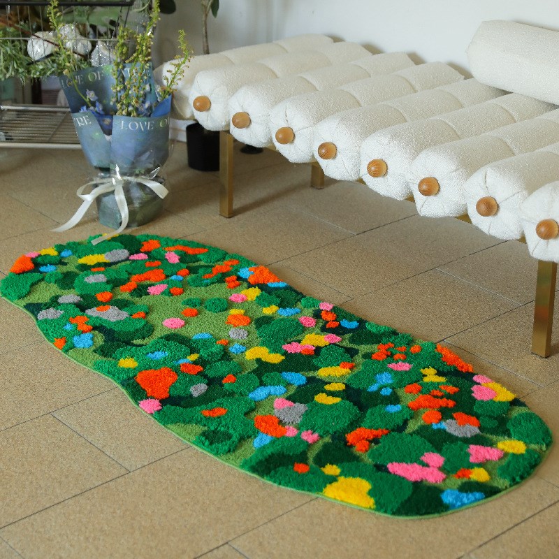 一件代发 植绒地毯浴室垫卧室簇绒地毯定制客厅地毯机织苔藓地毯