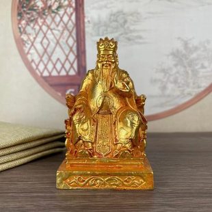 鎏金铜张天师土地公张道陵家居供奉铜像福德正神神像家用合金摆件