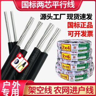 国标铝线防老化电线家用进户线2芯6/10/16平方毫米户外架空电缆线