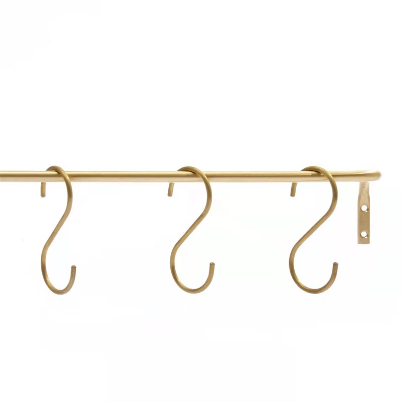 定 制黄铜挂杆钩厨房装饰卫生间单杆免打孔置物架金色挂钩毛巾杆