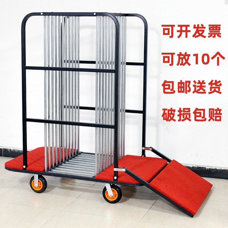 酒店餐厅玻璃转盘运输手推车加厚宴会玻璃存放车玻璃收集放置车