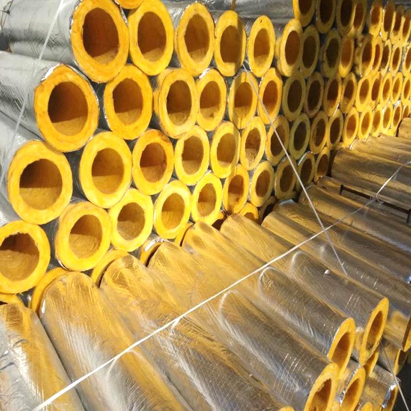 高密度玻璃棉管防火材料蒸汽管道憎水阻燃岩棉管铝箔耐高温保温管