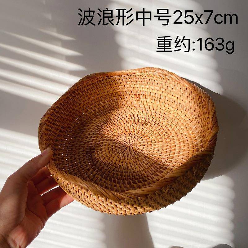 越南盘藤编零食收几纳篮藤编客家用馒头筐果茶干果篮厅手工编篮托