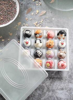 61粒性虾滑鱼冻塑冷料托带盖一次汤圆冷藏元F756M569宵长方形托盘