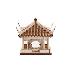 新759.801.中式宋氏木楼古木博古架木质角建筑八凉亭模型售楼处样
