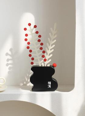 wozoom屋准卧电视柜饰品家室面居桌TYOS435关仿真玄花装饰摆件轻