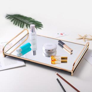 TP-002客色厅金纳玻盒璃镜面收纳托盘电镀防水浴室收盘储物收纳北