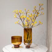 视远摆透明玻璃花瓶圆脚感直筒简板约高级插花SHY23001客厅酒店样