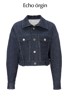 EO设计师品牌水洗牛仔外套复古短款25秋冬落肩宽松正反两穿夹克