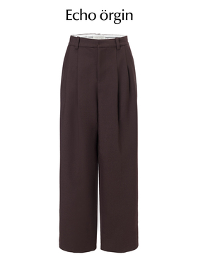 EO设计师品牌冬季新款精纺羊毛时尚松弛感中腰垂感显瘦压褶萝卜裤