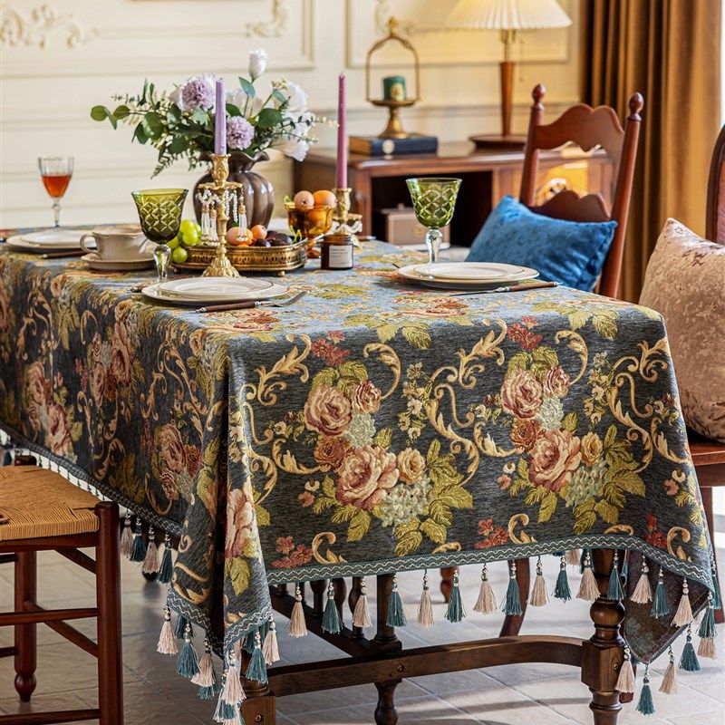 欧洲经典桌布2025新无障碍豪华经典家居矩形客厅U咖啡桌织物雪尼