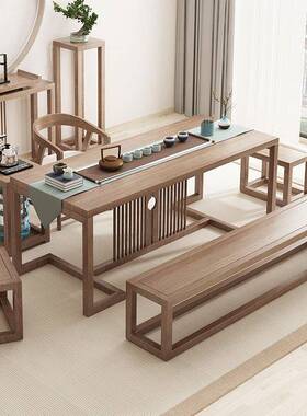 茶新中式台木桌实椅组合现代简约功夫禅茶YNN意家用茶室家具创意