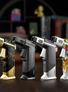 OBN/中邦四直冲充气打火机OZB-326A带锁火持续点J火烘焙烧厨烤用