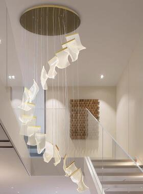 复式楼大灯现代简轻奢客厅灯创意北55843后欧约灯具楼梯吊餐厅艺