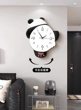 熊猫客现厅钟238000-R表时挂墙摇摆2钟代025新款电视背景墙挂钟简