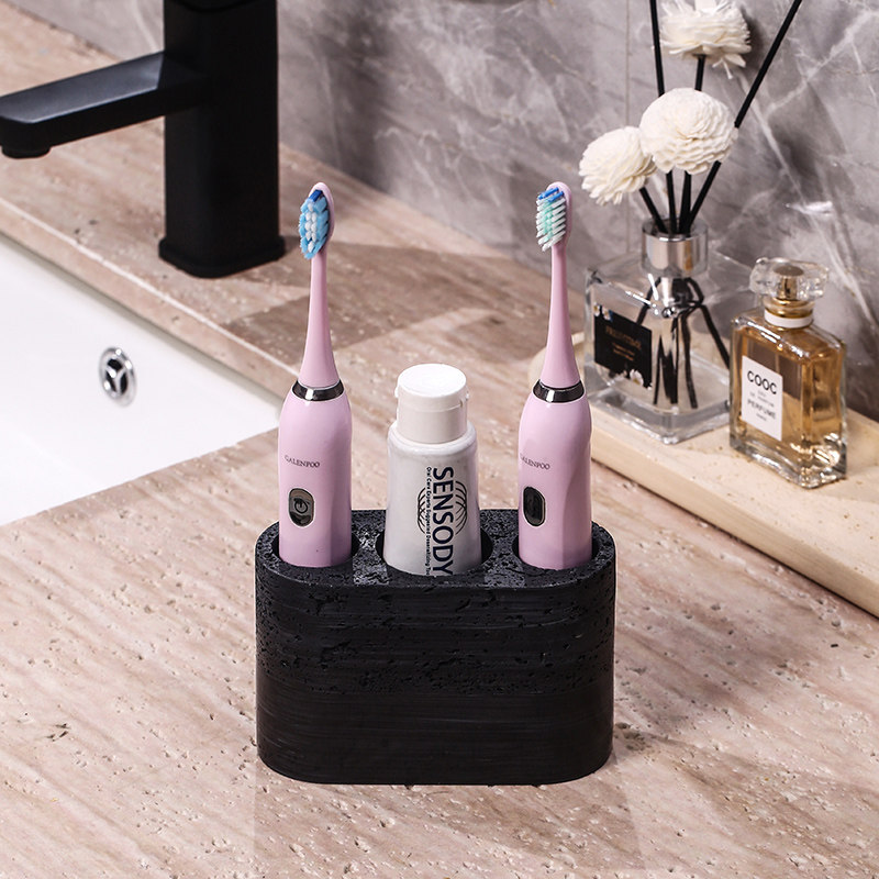 洞石电动牙刷置物架台面收纳轻奢牙具底座高级感牙刷座Z牙膏牙刷