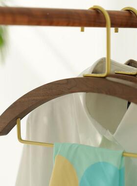 半圆220101形黑胡桃实木衣架裤架复古婚创衣意架欧风简易纱北黄铜