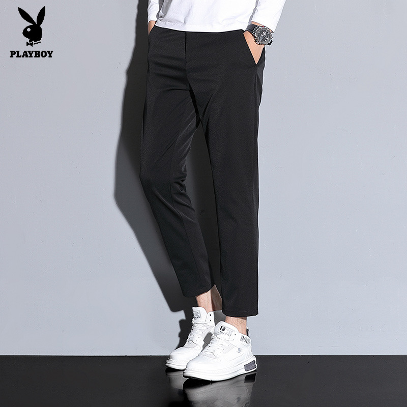 休闲裤子男款夏季薄款2025新款百搭直筒修身小脚春夏九分西裤男士