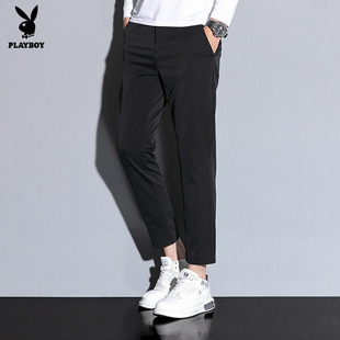 休闲裤子男款夏季薄款2025新款百搭直筒修身小脚春夏九分西裤男士