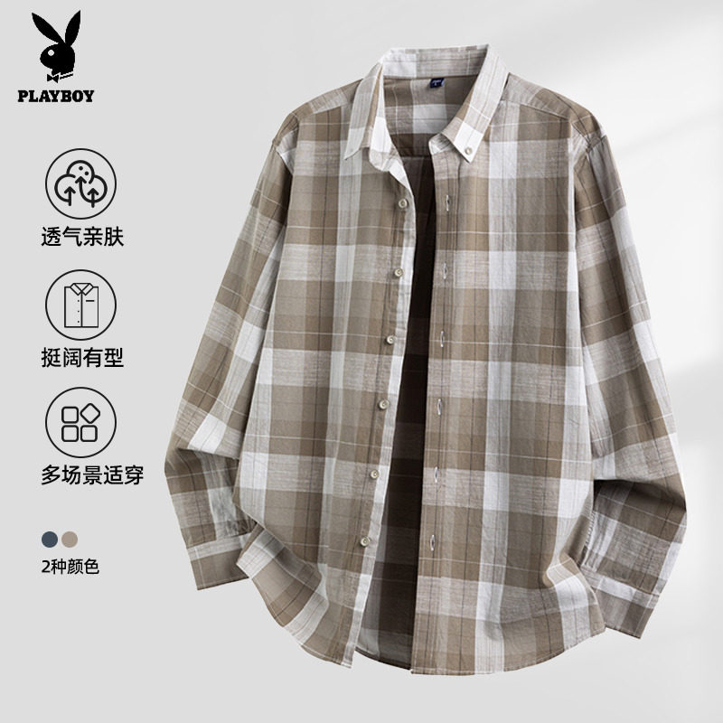 花花公子长袖衬衫男2025新款衬衫