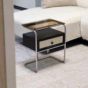 简约家用卧室意床头柜现代网红玻璃厅客置物架小型创收QBQ储物纳