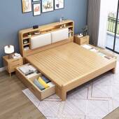 北欧全 18.米双人床儿童床公寓家用床原木风97998 实木婚床1.21.5