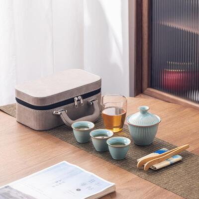 陶瓷品旅行茶具套装一38235壶三杯便携客户式外功夫茶具商务礼快