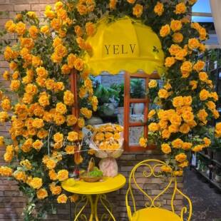 黄色玫瑰道仿真花瑰故事拍布摄玫写真具田园风婚HSK礼橱窗置装饰